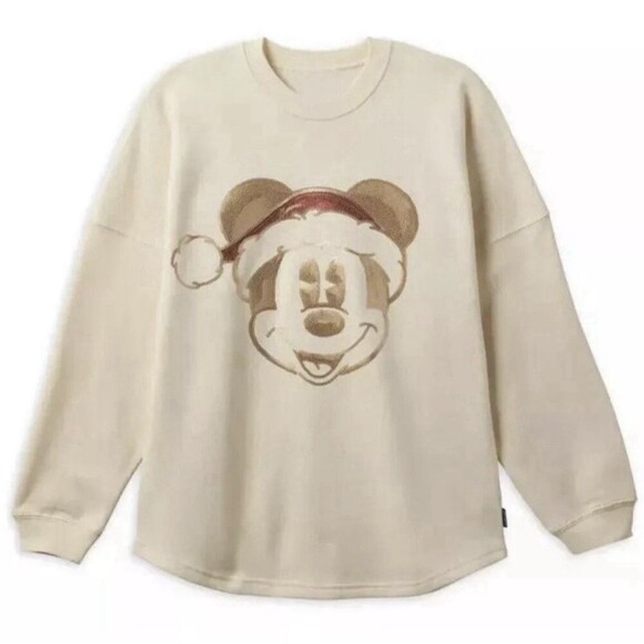 Disney Tops - Walt Disney World Christmas Sequin Santa Mickey Spirit Jersey Gold Glitter Large